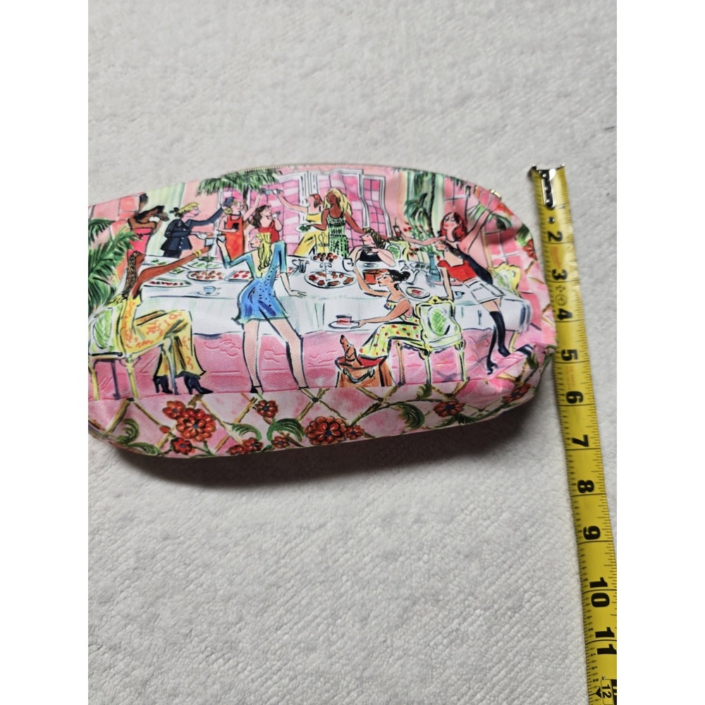 Estee Lauder Pink Cocktail Party Print Recycled Fabric Cosmetic Makeup Bag